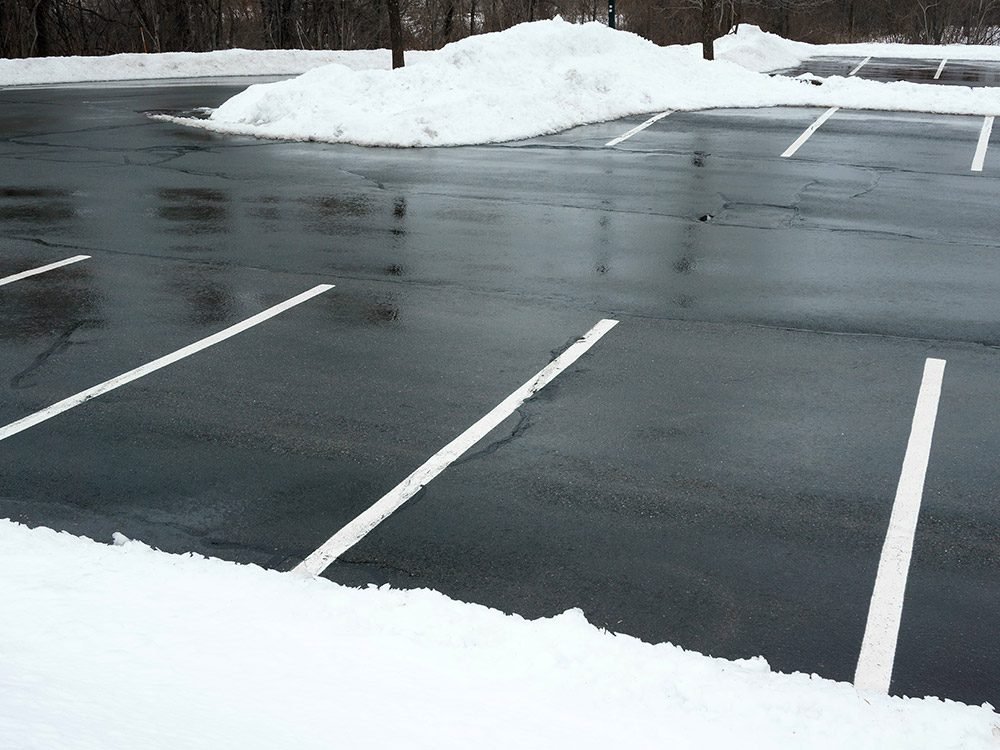 snowy parking lot